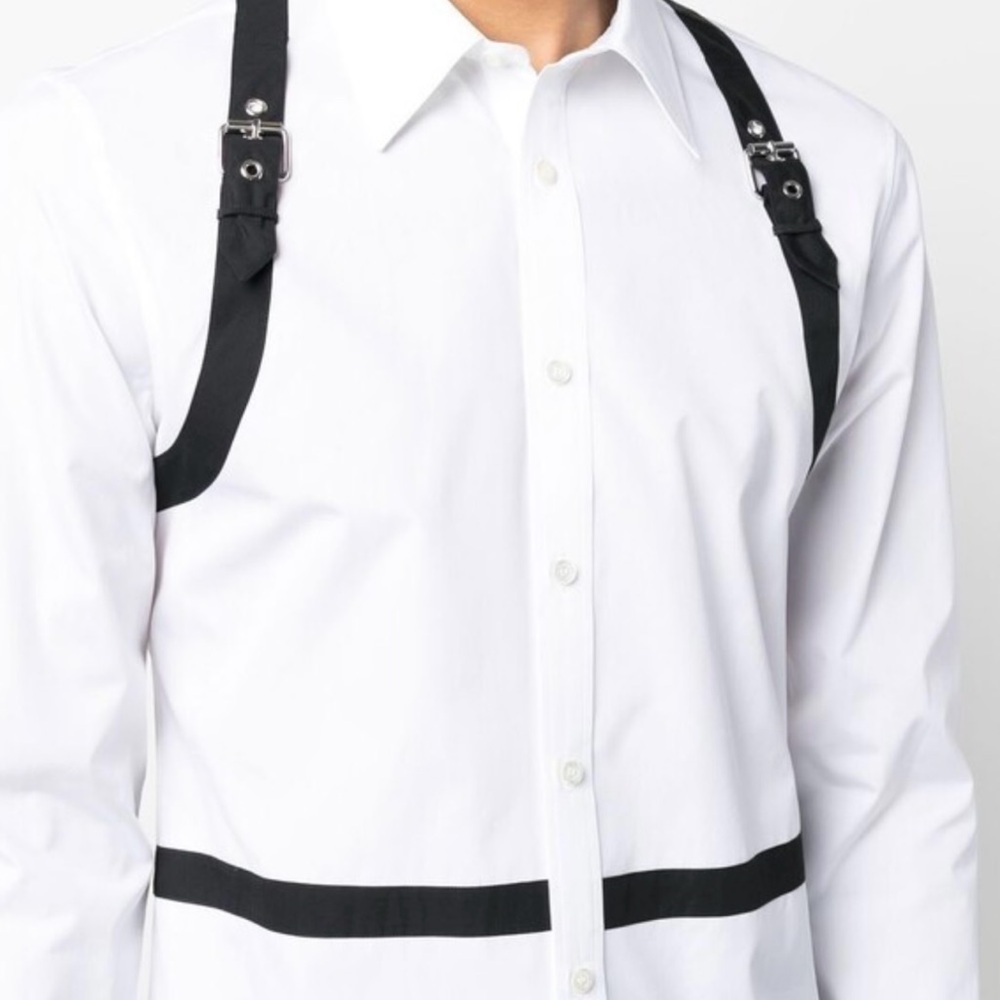 Men's White and Black Shirt